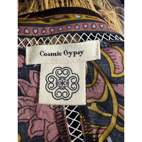 Cosmic Gypsy Atelier Feather Trim Kimono Robe 52" Festival Coat Unisex - Picture 6 of 6